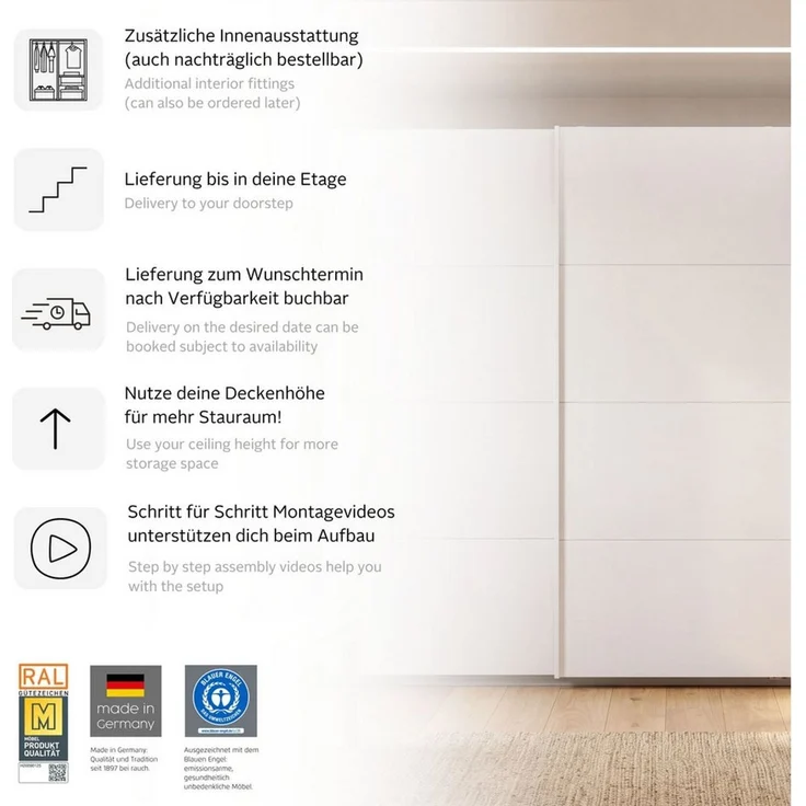OTTO home Kleiderschrank Mehrzweckschrank Aktenschrank Möbel Mietswohnung TOPSELLER OTELI (3 Ausstattungen BASIC/CLASSIC/PREMIUM (inkl. SOFT-CLOSE-FUNKTION) Breiten 203/271/315/360 cm Höhen 210/229 cm MADE IN GERMANY – Bild 4