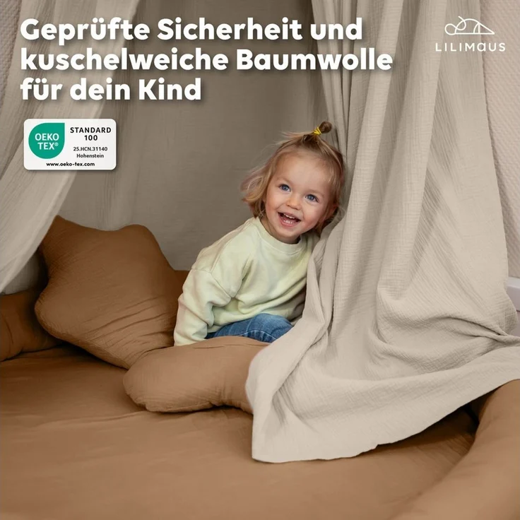 lilimaus Dekokissen Kuschelkissen Herz & Stern aus Musselin fürs Kinderzimmer, Kuschelkissen mit oder ohne Flatter - passend zu unserer Bettwäsche – Bild 3
