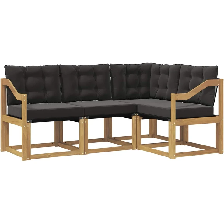 vidaXL Outdoor-Sofagarnitur 4 stk. 4-Sitzer Weiß und Schwarz 3389438 – Bild 2
