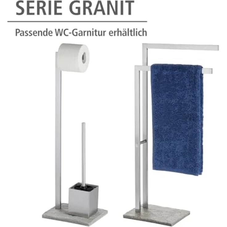 WENKO GRANIT Handtuchhalter, mit 2 Armen, stehend, Edelstahl rostfrei – Bild 5