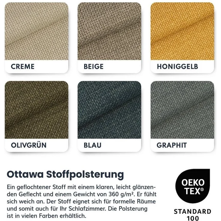 FDM Polsterbett ALMADA modern mit Bettkasten MADE IN EU - mit Ottawa Bezug (verfügbar 90x200 120x200 140x200 160x200 180x200cm, Bettrahmen, Bett, mit großen gepolsterten Kopfteil, mit Bettkasten zum aufklappen), Hebbarer Metallrahmen, Bettkasten – Bild 3