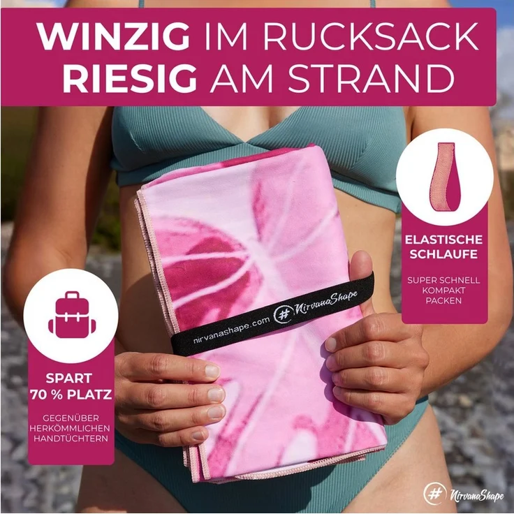 NirvanaShape Strandtuch Reise Handtuch Strandtuch XXL - Strandhandtuch, Mikrofaser Badetuch – Bild 4