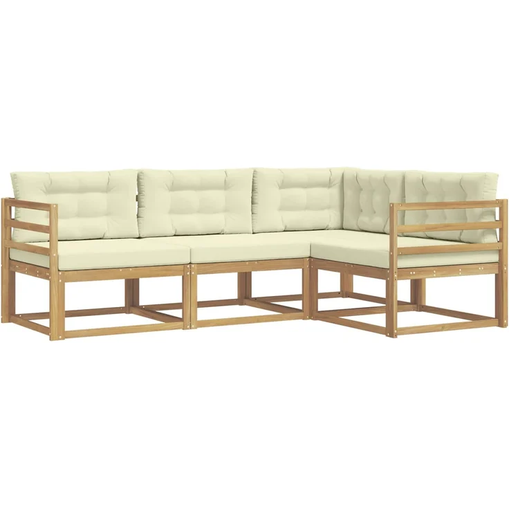 vidaXL Outdoor-Sofagarnitur 4 stk. Weiß und Creme 3386359 – Bild 2