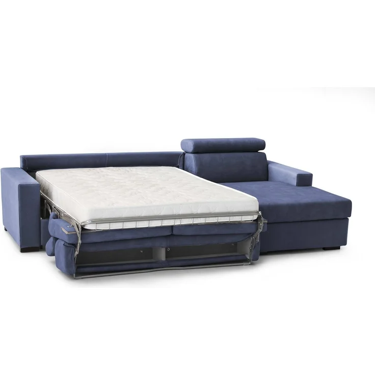 Talamo Italia - Schlafsofa mit Halbinsel Alberta, Sofa mit rechter Stauraumhalbinsel, Standardarmlehnen, 100 % Made in Italy, 280 x 95 x 85 cm, Blau – Bild 8