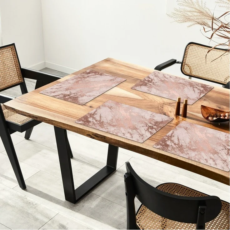 MuchoWow Platzset Marmor - Rosa - Luxus - Marmoroptik/print - Glitzer - Design, (6-St), Platzsets, Tischset, Abwaschbar, Tischsets, Platzdeckchen – Bild 3