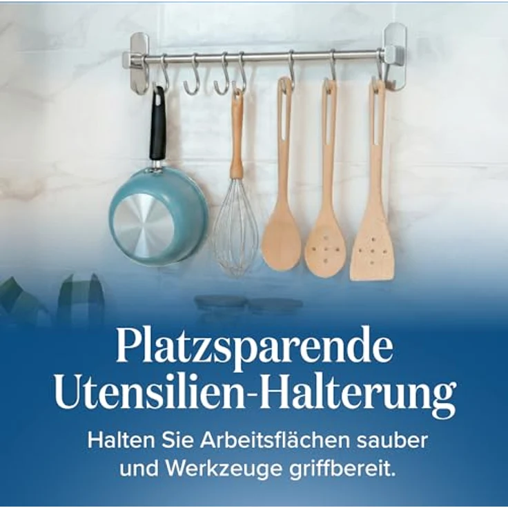JOEJI’S KITCHEN Hakenleiste Hakenleiste Küchenstange - Starker Selbstklebend 3M Ohne Bohren – Bild 4