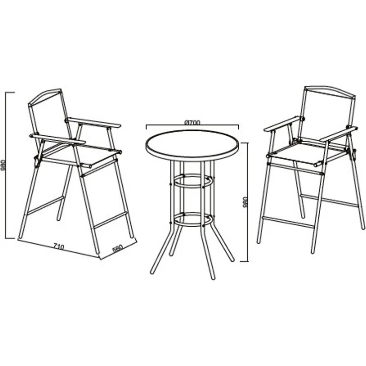 VCM Gartenmöbel-Set Garlos 920272 Anthrazit H. 108 x B. 70 x T. 70 cm – Bild 6