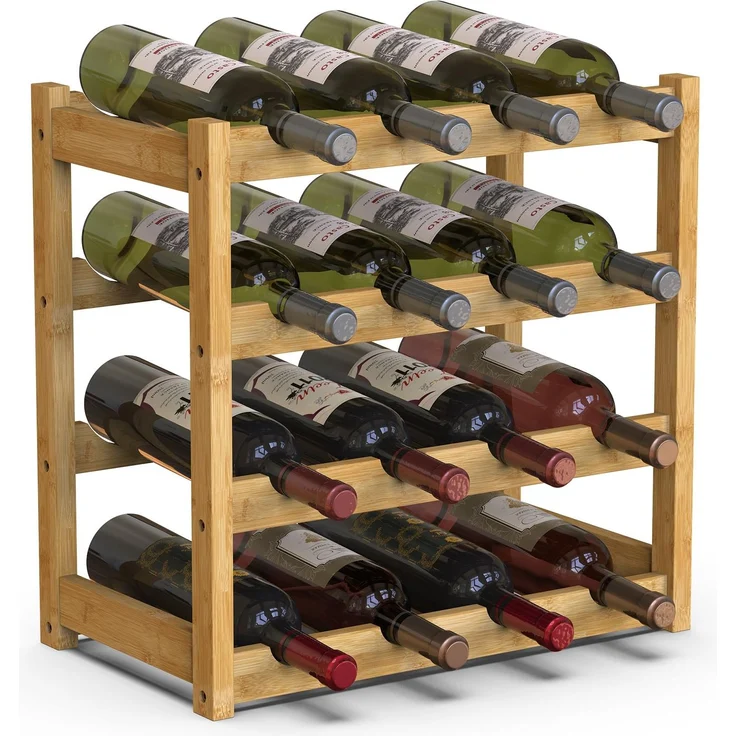 BAKAJI Weinregal aus Bambusholz mit 6 Fächern für Champagner, Flaschenregal für Bar, Wohnzimmer, Küche, Bistro, Restaurant, 43,5 x 25 x 43 cm (Natur) – Bild 1