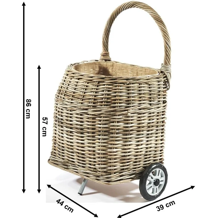 Kobolo Kaminholzkorb Kaminholzwagen Wagen mit Rollen - Rattan kubu grey – Bild 4