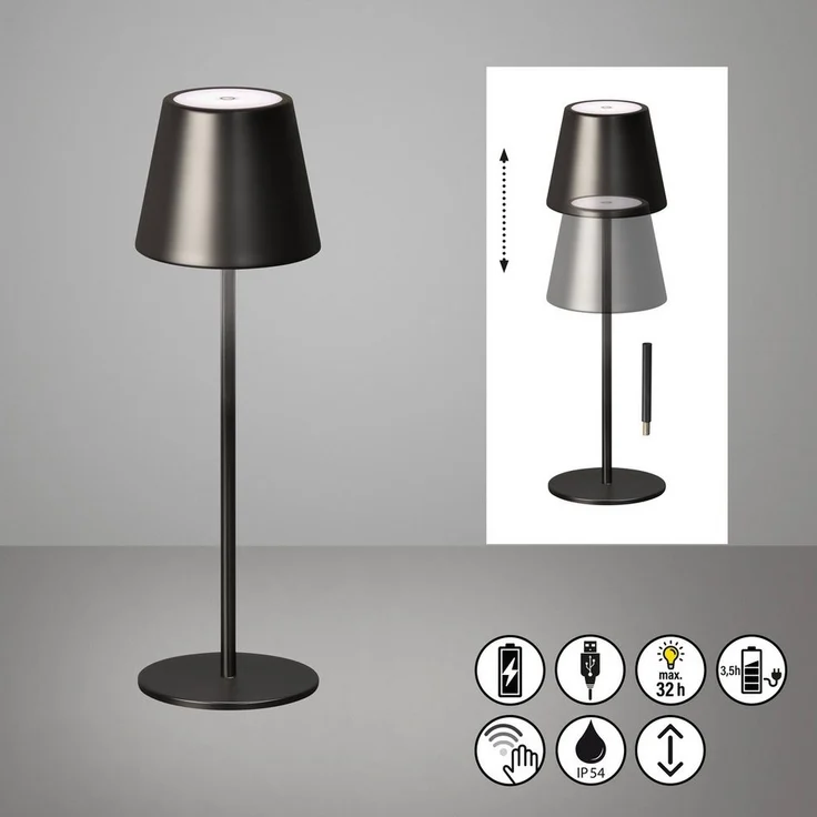 easy! BY FHL Außen-Tischleuchte Viletto, Dimmfunktion, USB-Ladefunktion, LED fest integriert, Warmweiß, lange Leuchtdauer – Bild 1