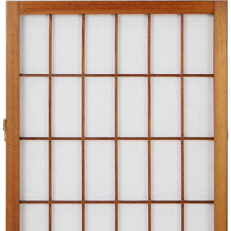 Paravent Raumteiler 4 teilig, Holz Reispapier Braun & Weiß – Bild 5