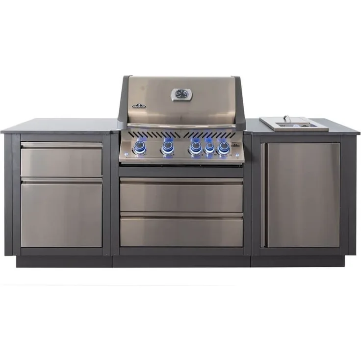 Napoleon Oasis Compact Outdoorküche mit Prestige 500 Einbaugrill und Einbau Sizzle Zone