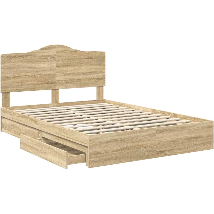 vidaXL Aufbewahrungsbett Sonoma-Eiche 140 x 190 cm Holzwerkstoff 3413508 – Bild 4