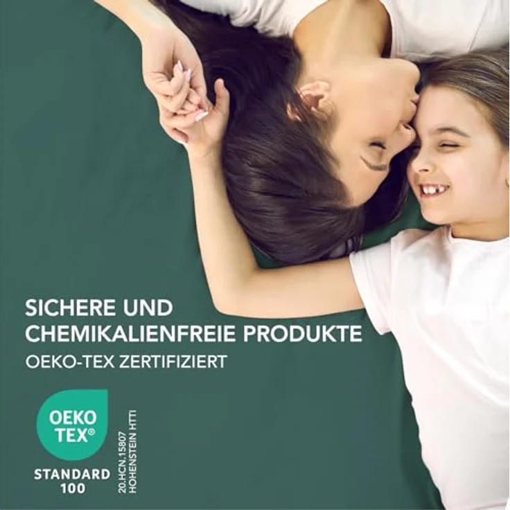 Dreamzie Spannbettlaken 90x200 cm - 35 cm Tiefe Tasche - 100% Mikrofaser Bettlaken - Petrolgrün, Schadstoffgeprüft(Oeko TEX), Bettlaken mit Gummizug – Bild 7