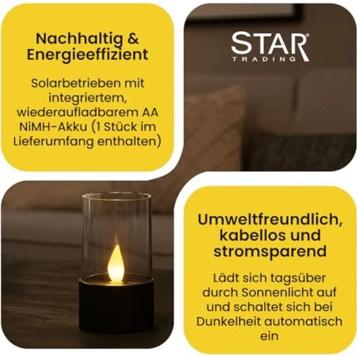 Star LED-Solarkerze 'Puloun', Acryl/Plastik – Bild 3