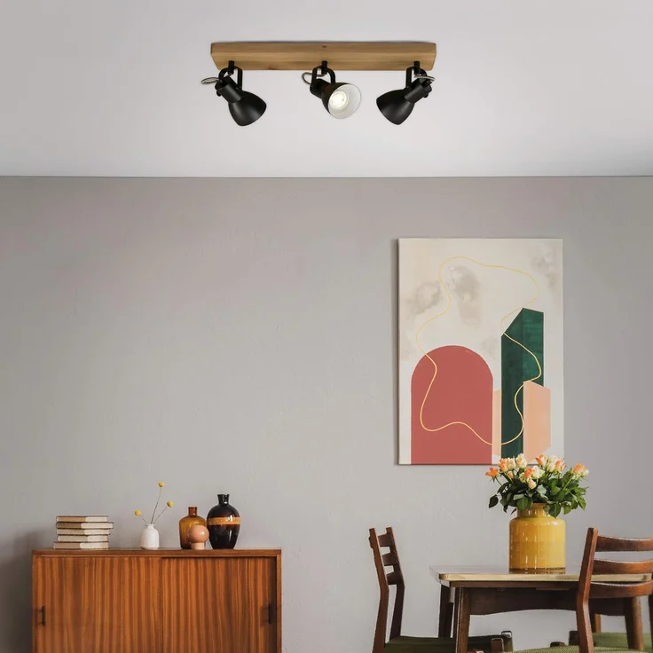 Briloner Leuchten LED Deckenspot 2902-035, ohne Leuchtmittel, 2700K - Extra-Warmweiß, Deckenlampe, 48x10x13,5cm, Schwarz, max. 35W, GU10, Wohnzimmer, Flur – Bild 3