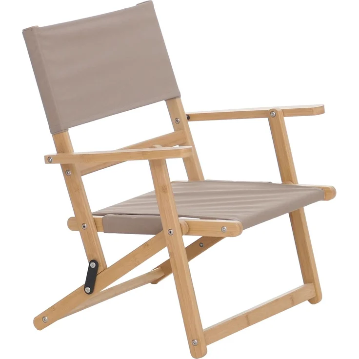 2er-Set Bambus Campingstuhl HWC-Q42, Gartenstuhl Balkonstuhl Freizeitstuhl klappbar Outdoor Stoff/Textil ~ creme – Bild 6