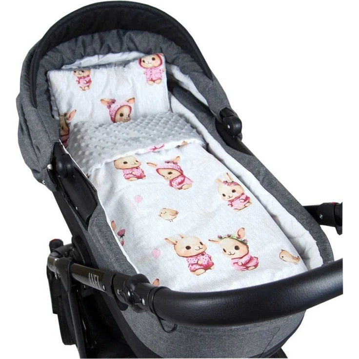 Kinderdecke BABYLUX Babydecke MINKY 2Set Kuscheldecke Decke 75 x 60cm Kinderwagen, BabyLux, MP151 - Grau + Häschen – Bild 4