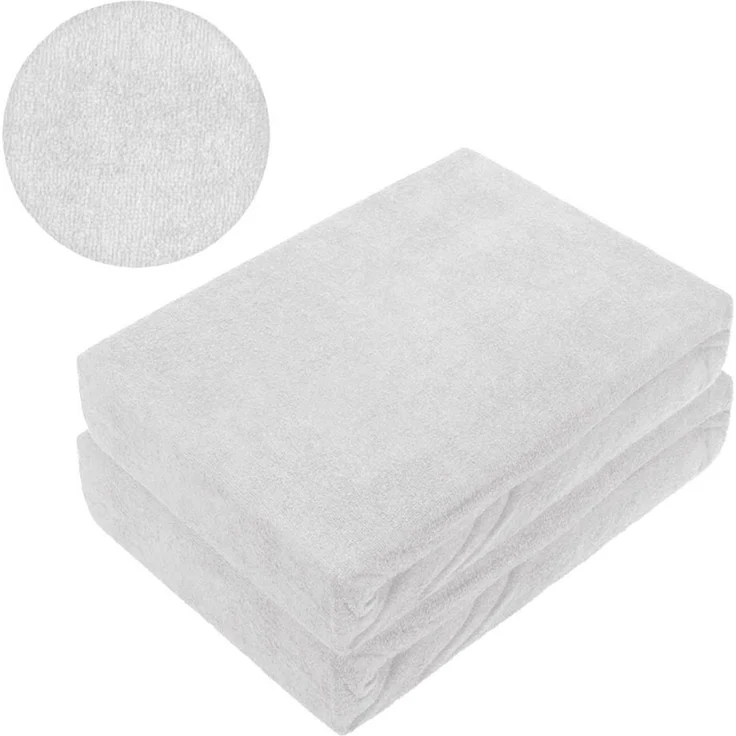 Frottee Spannbettlaken Rundumgummizug Marke Doppelpack 90 x 200 cm Silber – Bild 2