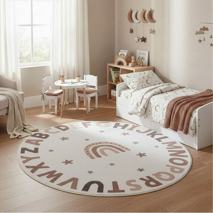 Ayyildiz Teppiche Kinderteppich COCO 1133, auch in rund erhältlich, rund, Höhe: 8 mm, Waschbar bei 30 °C, rutschhemmend, OEKO-TEX® zertifiziert, Buchstaben – Bild 1