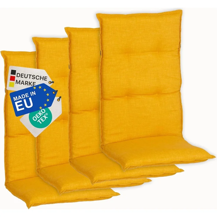 NYVI Hochlehnerauflage Hochlehner Auflagen 4er Set Barcelona - Gartenstuhlauflagen 118x50cm, (4 St), Stuhlauflage, Sitzauflage mit Halteband, UV-fest – Bild 1