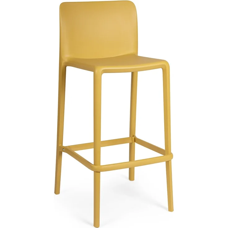 Barhocker Chloris 4er-Set aus Kunststoff, modernes Design, ocker, mit Fußstütze, UV-beständig – Bild 1