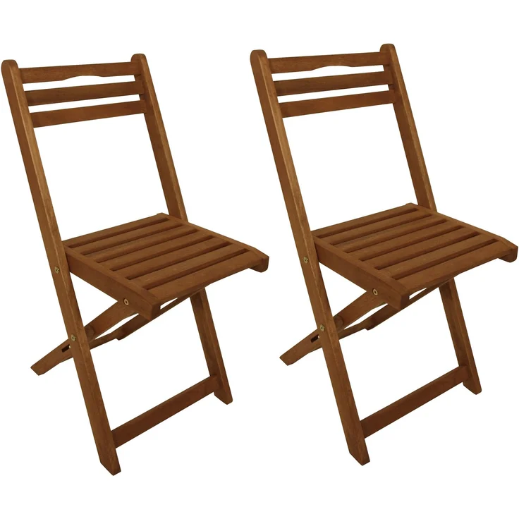DEGAMO PORTO Garten-Klappstuhl, Holz Eukalyptus, braun, 40cm 2-er Set – Bild 1