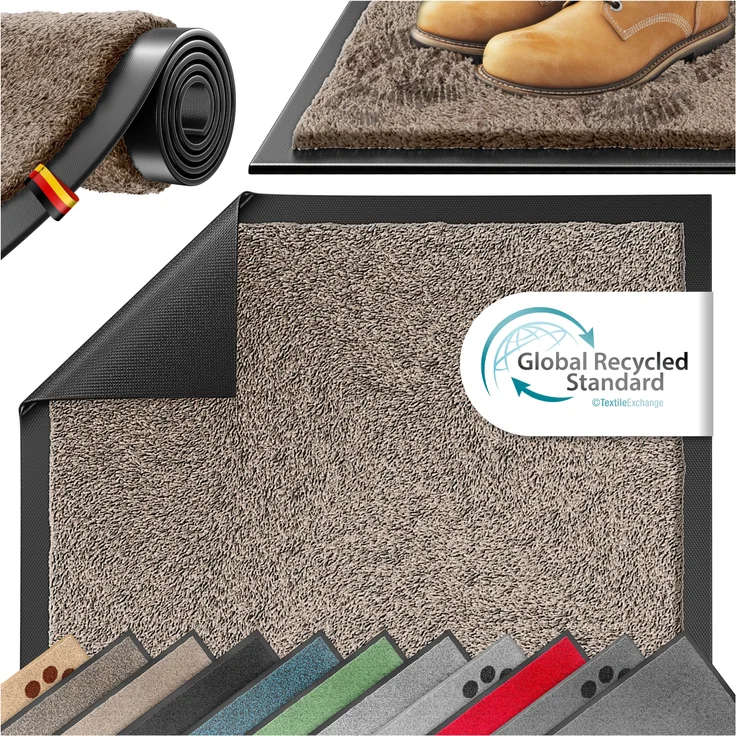KESSER® Schmutzfangmatte rutschfeste Fußmatte für Innen- & Außenbereich waschbar & wetterfest | Türmatte Wohnungseingang | Teppich für Büro & Vorzimmer | Fußabtreter Fußabstreifer Classic, Taupe, 60x90cm