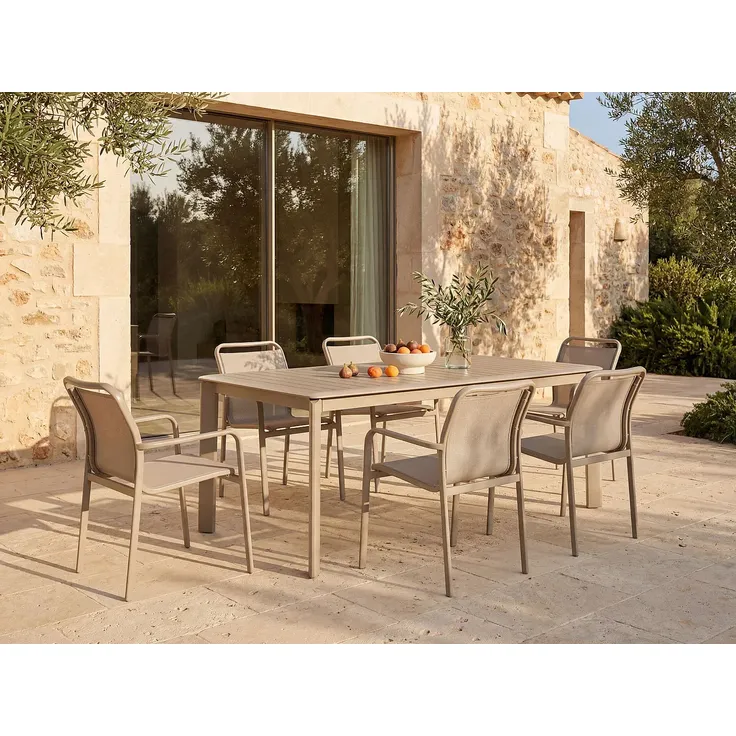 Vente-unique - VELYRA Gartenessgruppe Metall Schokoladenbraun - B 60 cm100 cm x H 85 cm75 cm x L 57 cm205 cm286,5 cm