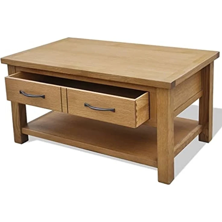 vidaXL Couchtisch 88x53x45 cm Massivholz Eiche 242745 – Bild 3