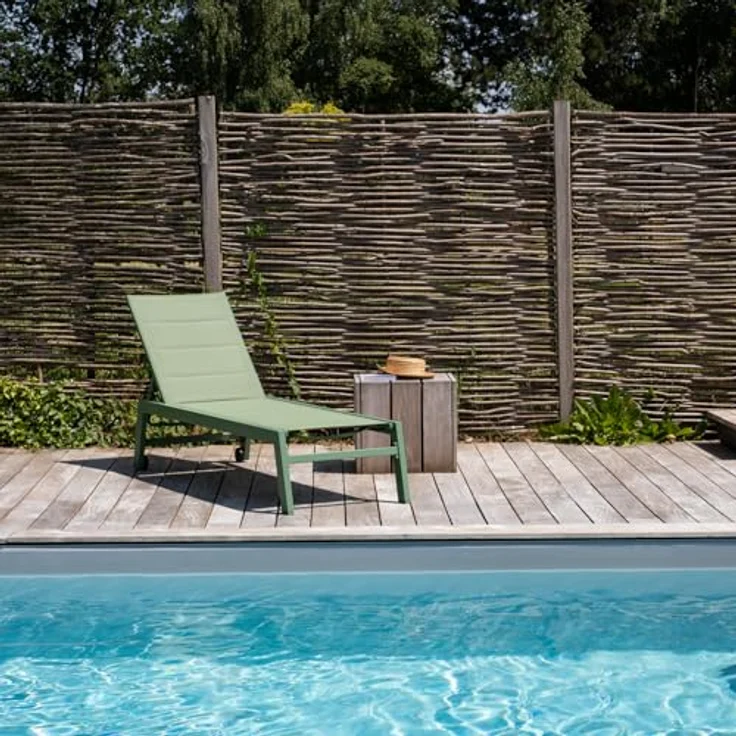 Happy Garden Sonnenliege Barbados aus salbeigrünem Textilene und Aluminium. Outdoor-Liege mit Mehreren Positionen. – Bild 3