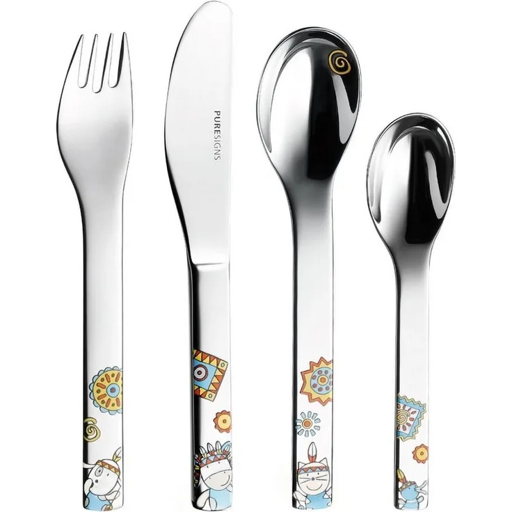 PURESIGNS Kinderbesteck MOEMA (4-tlg), 1 Personen, Edelstahl 18/10, Plastikfreier Essgenuss für die Kleinen