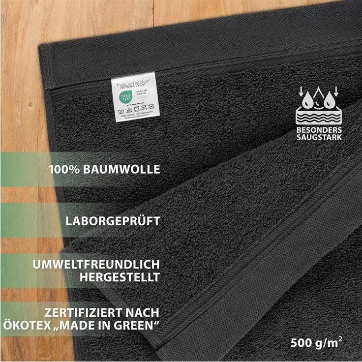 Hausfelder Gästehandtücher 12er Set kleine Handtücher für Gäste WC, 50x30cm, Anthrazit, Baumwollfrottee (12-St) – Bild 3
