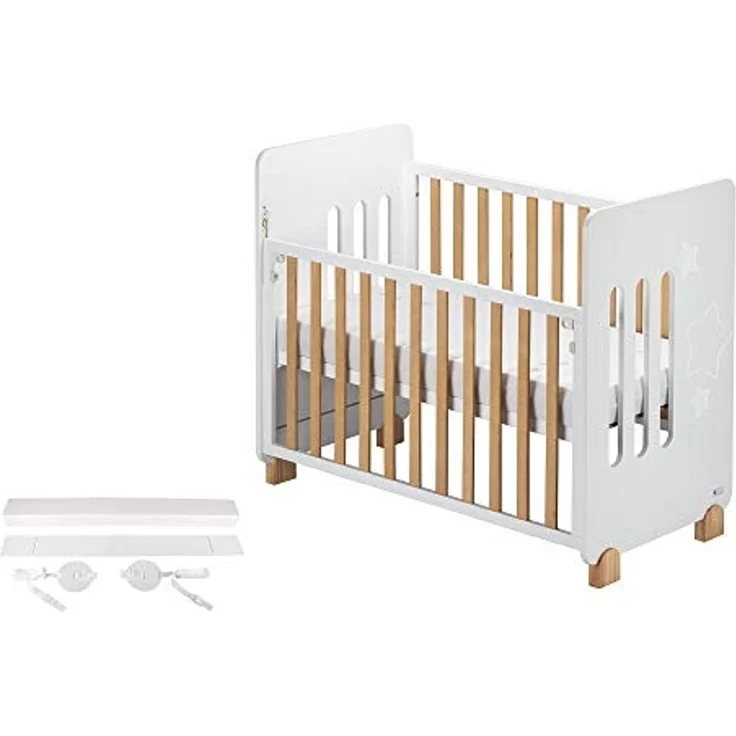 Interbaby CUNA15CK Star Nature - Babybett Co-Schlafbett mit Matratze, weiß, 20.3 kg – Bild 4
