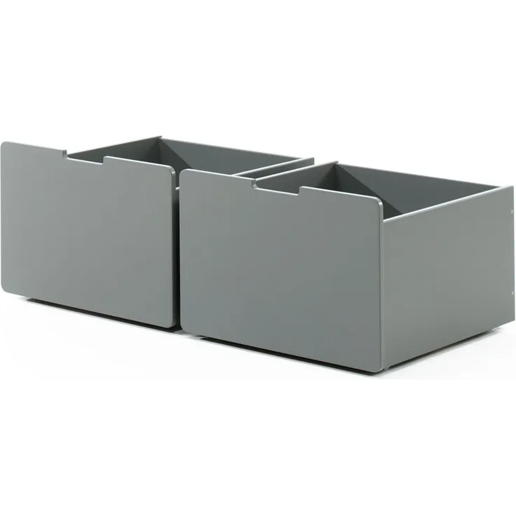 Schubladen-Set, best. aus 2 Schubkästen auf Rollen, MDF grau lackiert