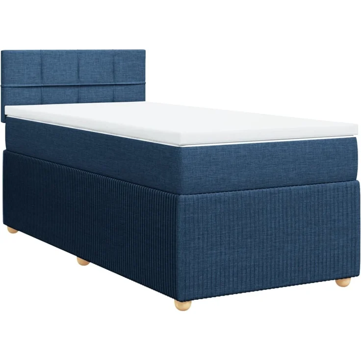 vidaXL Boxspringbett mit Matratze Blau 100x200 cm Stoff 3287373 – Bild 2