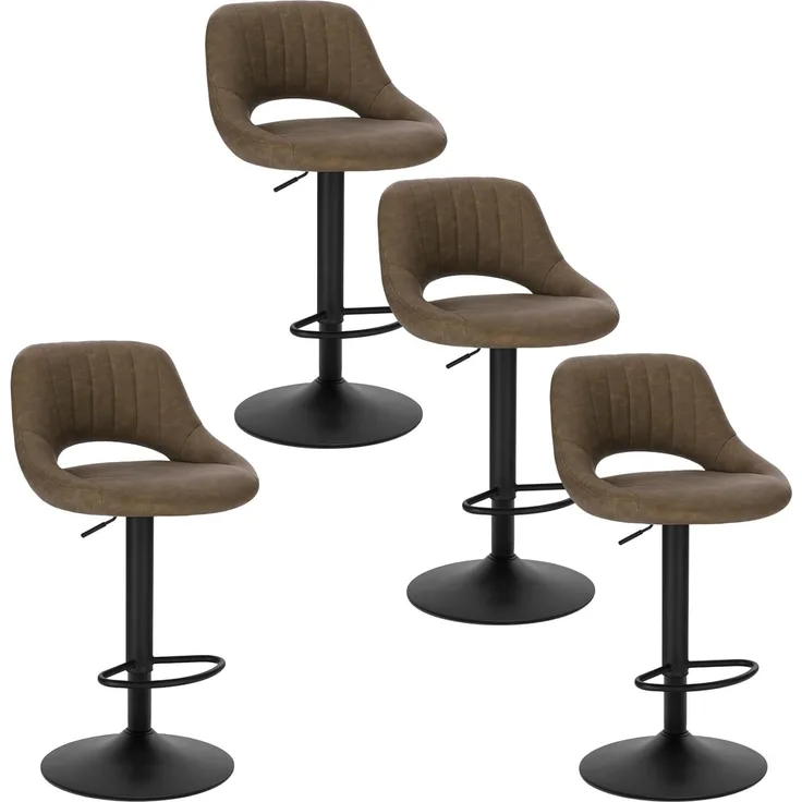 EUGAD Barhocker (4 St), aus Kunstleder und Stahl stufenlos höhenverstellbar