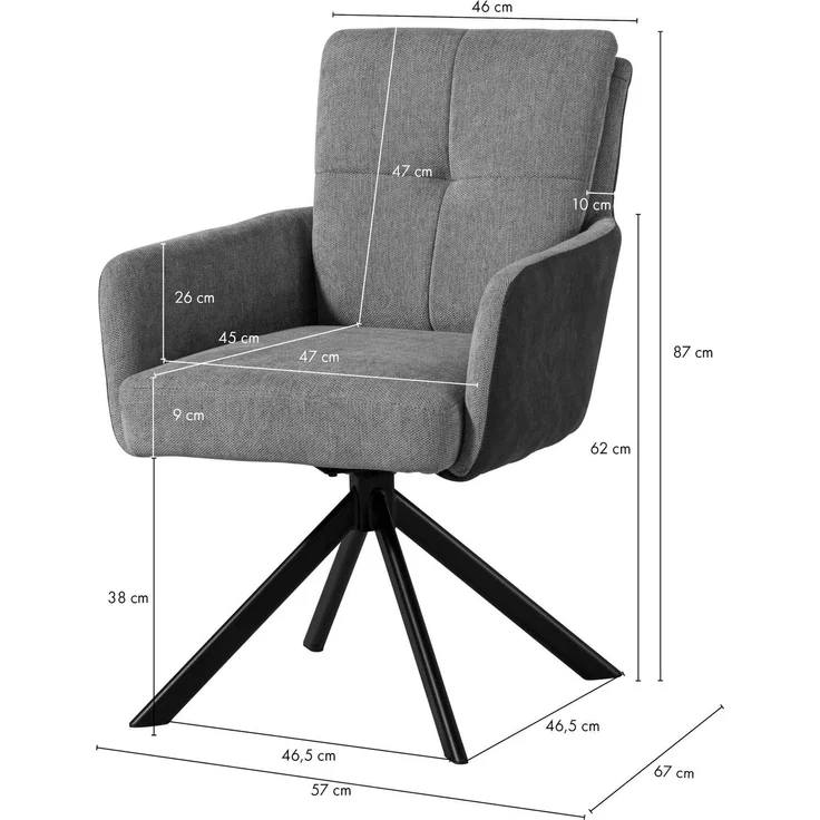 Drehstuhl 57x67x87 grau / hellgrau FABIAN #111 – Bild 8
