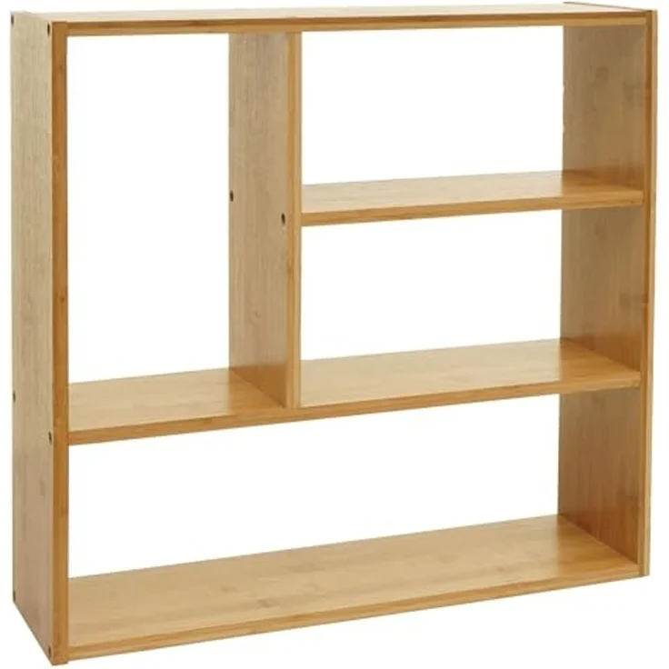 PROREGAL® Wandregal Wandregal 50x50x15cm Hängeregal Schweberegal mit 4 Fächern Bambus – Bild 1