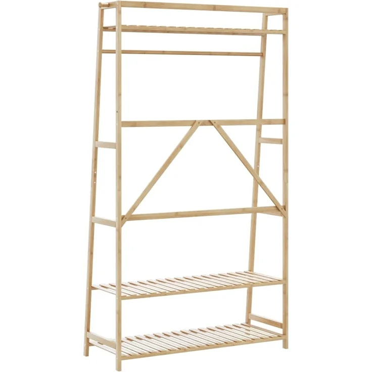 vidaXL Kleiderständer mit Ablagen 110x40x180 cm Bambus 4008925 – Bild 4