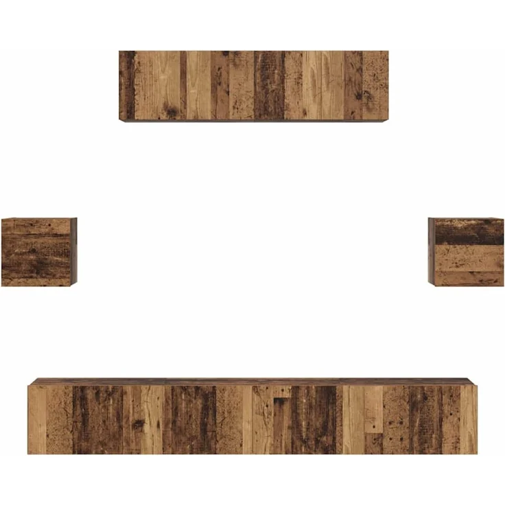 vidaXL TV-Schrankset Wandmontiert 7 pcs Altholz Holzwerkstoff 3393408 – Bild 7