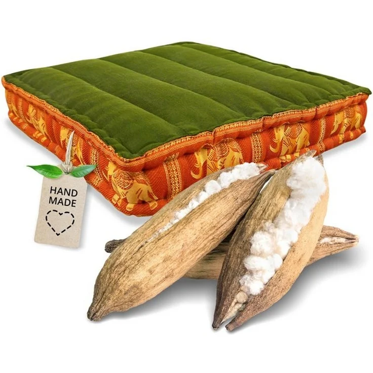 livasia Sitzkissen Bodensitzkissen (Deluxe) vegan und handgefertigt, 50x50x10cm, Kapok – Bild 4