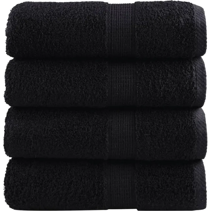 vidaXL Premium Waschhandtücher SOLUND 4 Stück Schwarz 30x30 cm 600 g/m² 137420