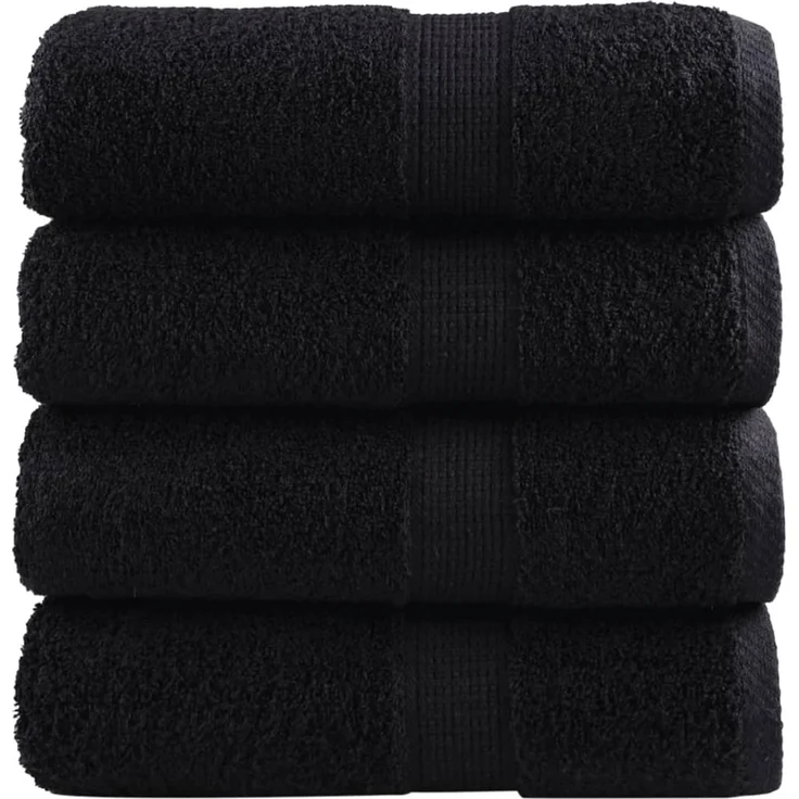 vidaXL Premium Waschhandtücher SOLUND 4 Stück Schwarz 30x30 cm 600 g/m² 137420 – Bild 1