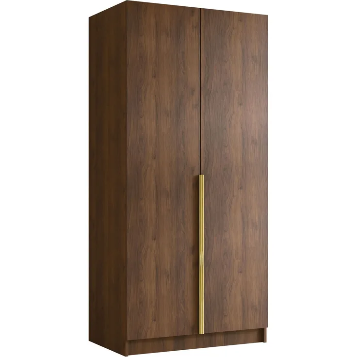 Drehtürenschrank Borton I, Kleiderschrank mit 2 Türen (Farbe: Nuss Warmia / Nuss Warmia + Gold)