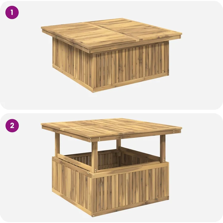 vidaXL Gartenkaffetisch aus massivem Akazienholz höhenverstellbar 901708 – Bild 8