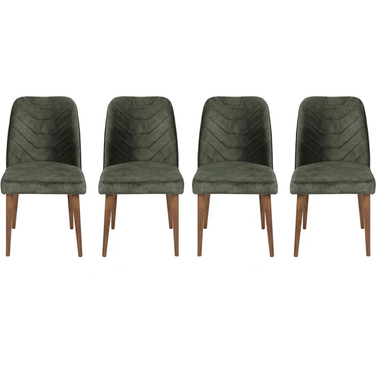 Skye Decor 'Dallas 558 V4' Stuhlset (4-teilig), Walnuss / Dunkelgrün, 50 x 90 x 49 cm – Bild 4