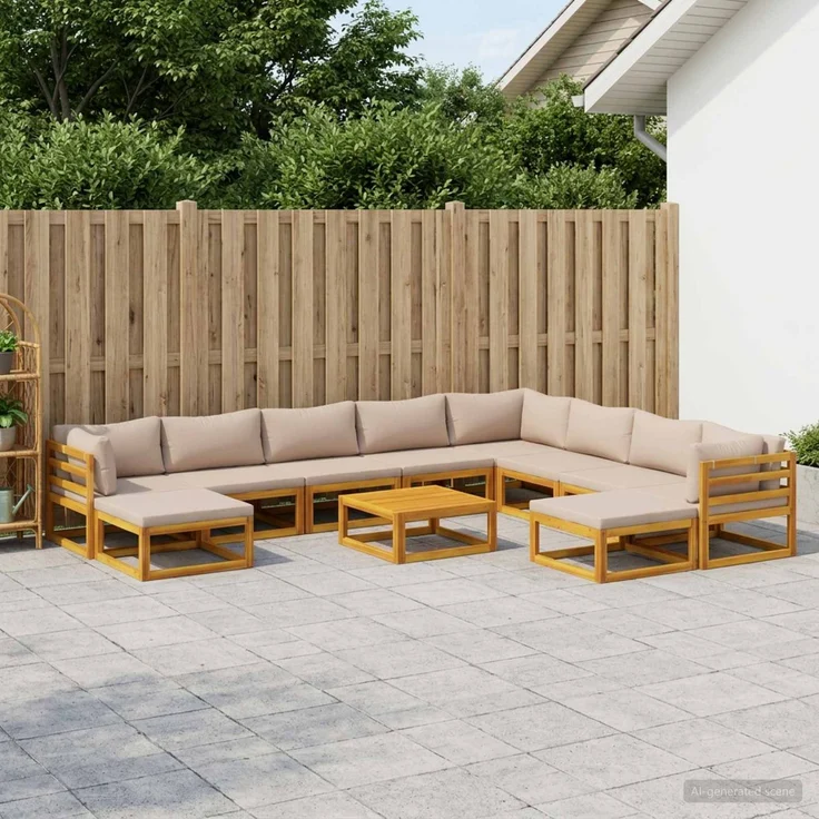 vidaXL Sofa-Set 11 stk. Natur Massivholz Akazie 3417231 – Bild 1