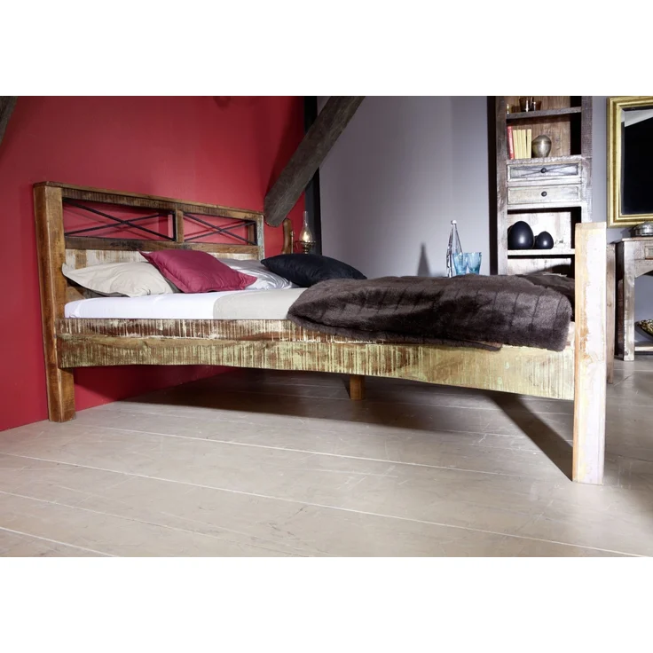 Bett Altholz 206x216x100 mehrfarbig lackiert NATURE OF SPIRIT #48 – Bild 5