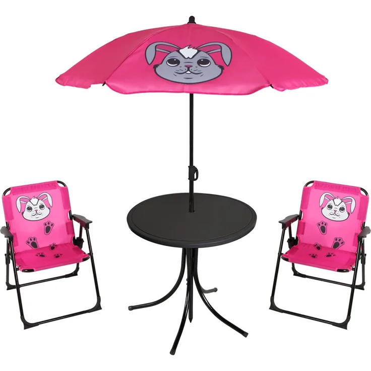 4tlg Kinder Campingmöbel Set 2 x Campingstuhl + Tisch + Sonnenschirm